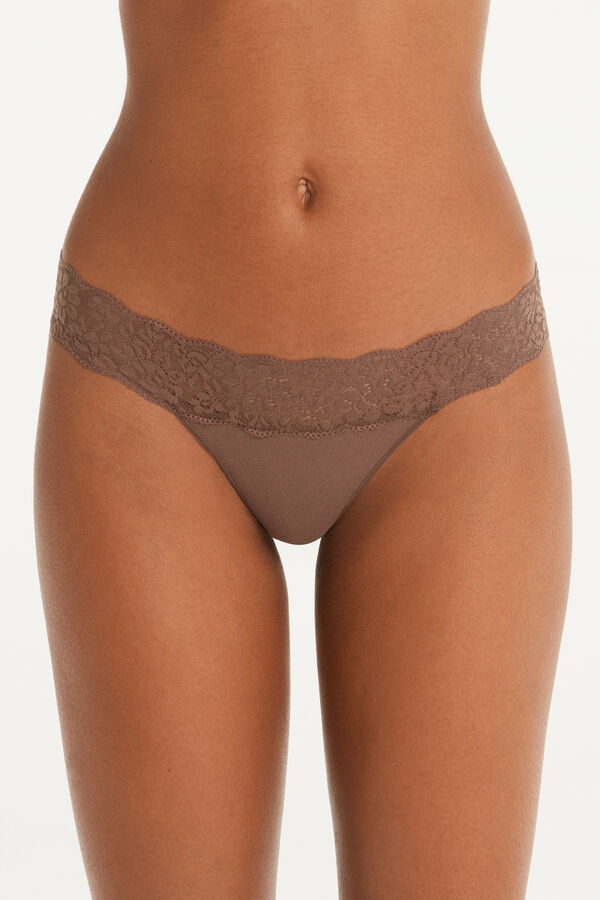 Cotton and Recycled Lace Brazilian Briefs  