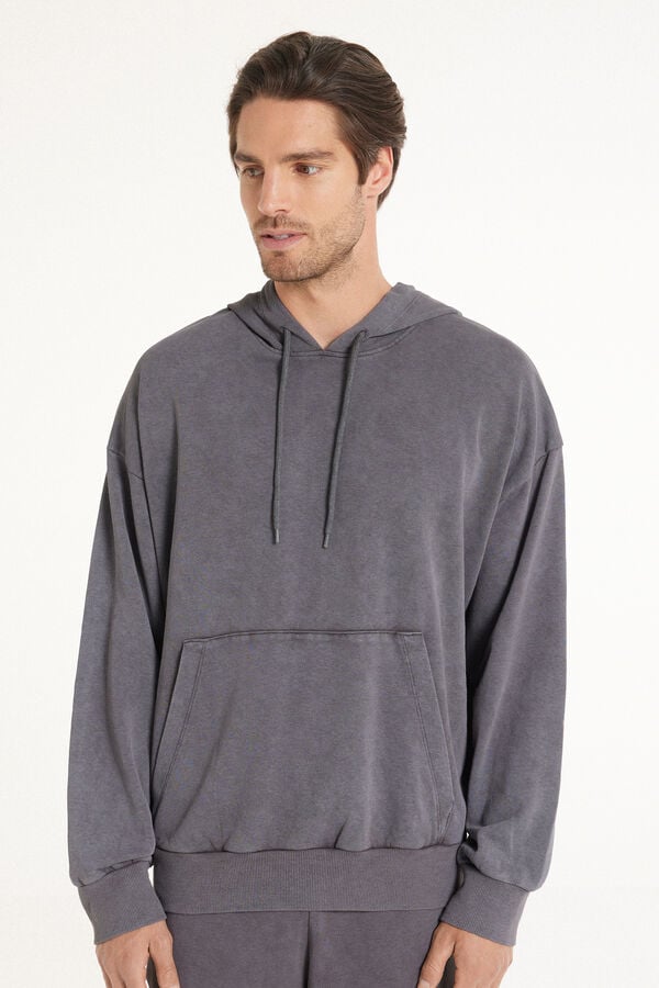 Long-Sleeved Delavé Hooded Sweatshirt  