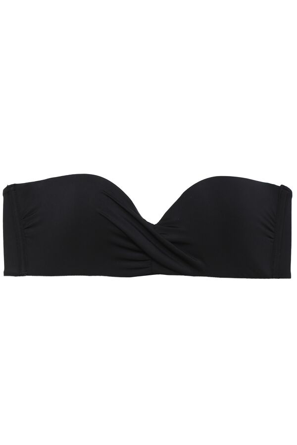 Plain Padded Bandeau Bikini Top with Knot Detail  