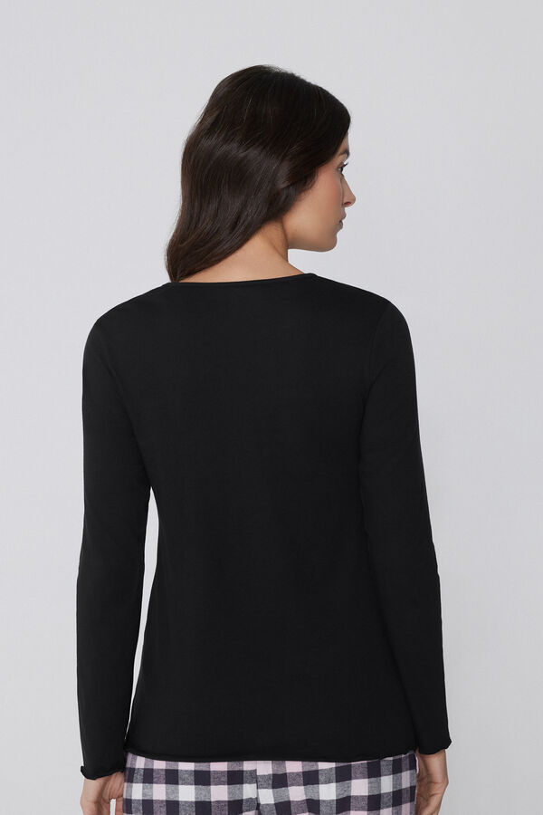 Bluzka Bawełniana Długi Rękaw Falowane Wykończenie  