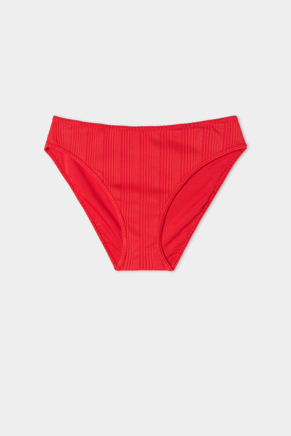 Klasični Donji dio Bikinija od Crvenih Recikliranih Rebrastih Mikrovlakana  
