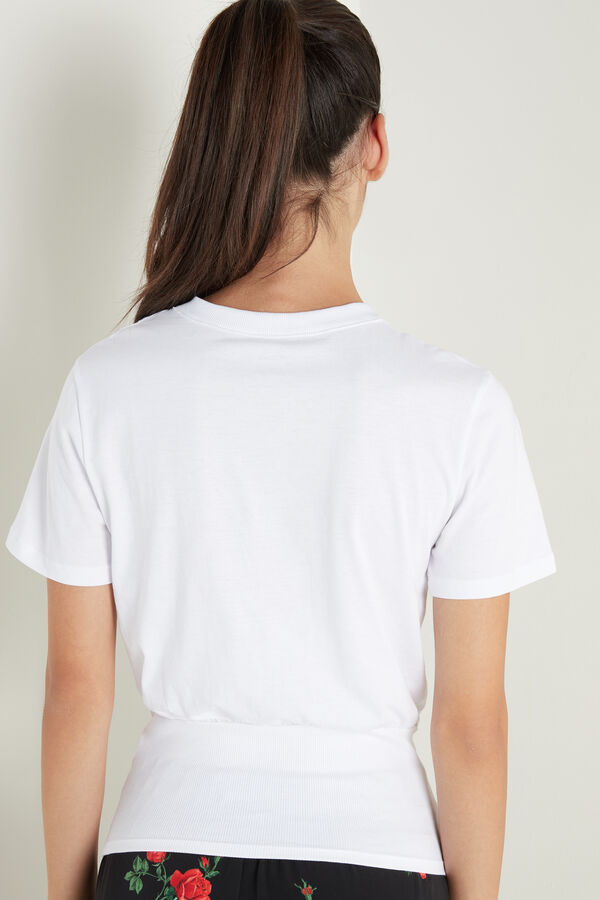 Kurzes T-Shirt aus Baumwolle mit geripptem Saum  