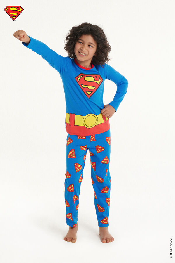 Boys’ Superman Print Full Length Cotton Pajamas  