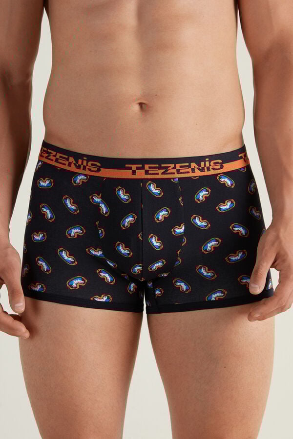 Printed Cotton Boxers with Logo Elastic Waistband Boxers Men Tezenis