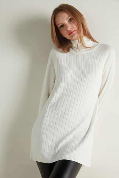 Turtle-Neck Long-Sleeve Ribbed Sweter