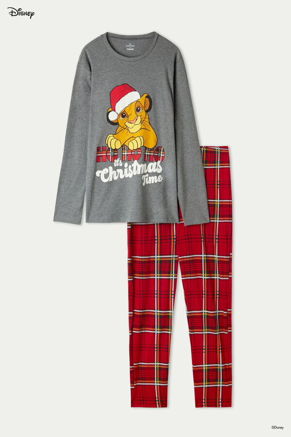 Langer Herrenpyjama aus Baumwolle mit Weihnachtsprint Disney Lion King  