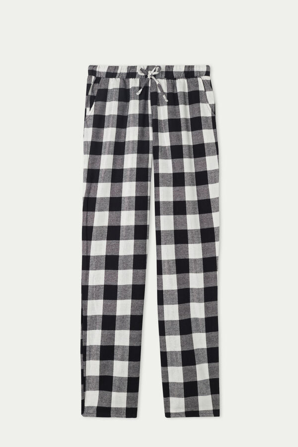 Long Printed Flannel Pants with Pockets  
