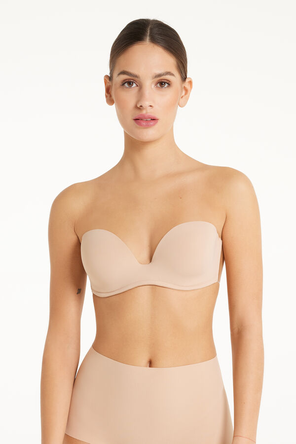 Hold-Up Push-Up Bandeau Bra with Silicone Back  