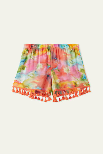 Canvas Shorts with Tassels