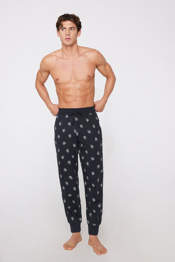 Jogginghose aus schwerer, bedruckter Baumwolle mit Taschen  