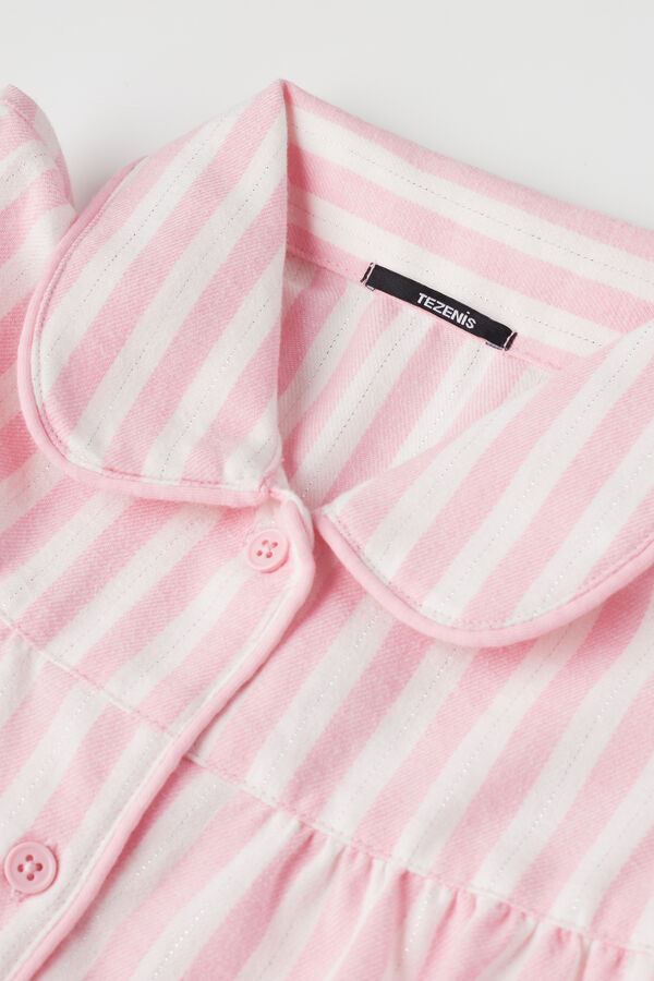 Long-Sleeved Button-Front Flannel Nightdress  