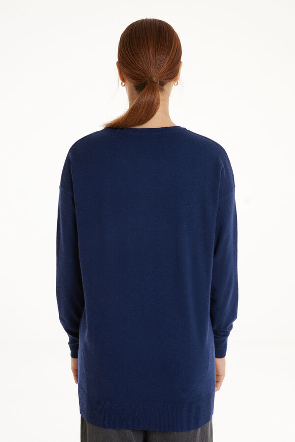 Long-Sleeved Wool V-Neck Sweater  
