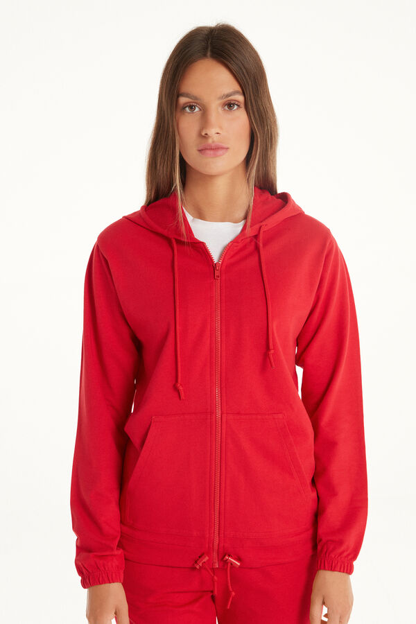 Hooded Sweatshirt with Zip and Drawstring  