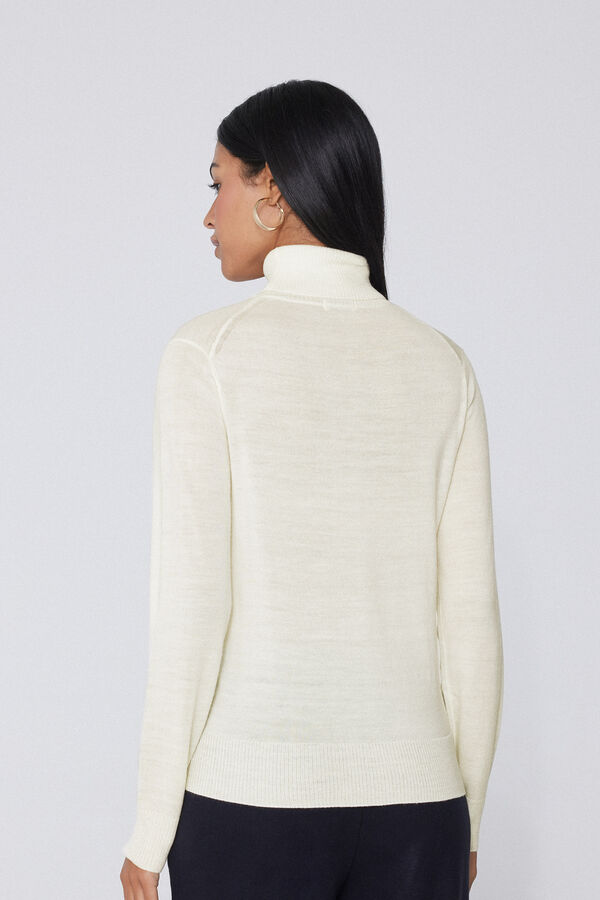 Schweres Oberteil mit Rollkragen aus 100% Merinowolle  