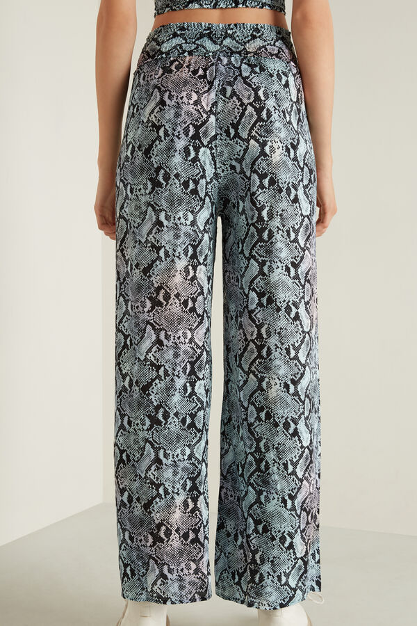 High-Waist Stitched-Smock Canvas Palazzo Trousers  