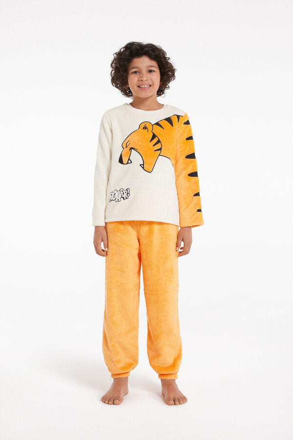 Langer Pyjama aus Fleece mit Tigerprint  