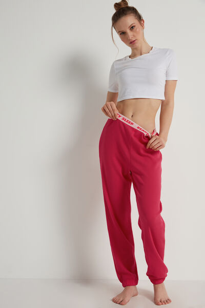 Full Length Smocked Pants with Text Waistband