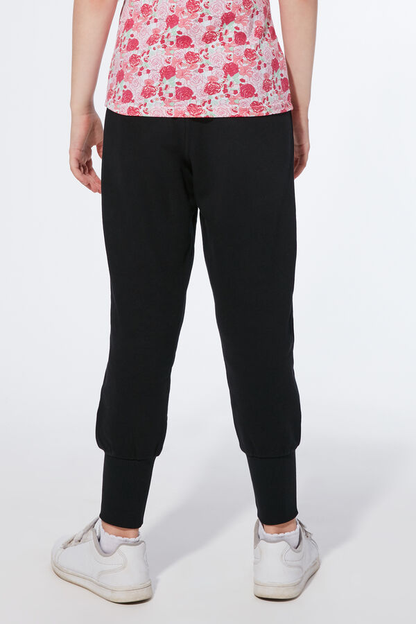 Long Brushed-Fleece Trousers with Wide Cuff Detail  
