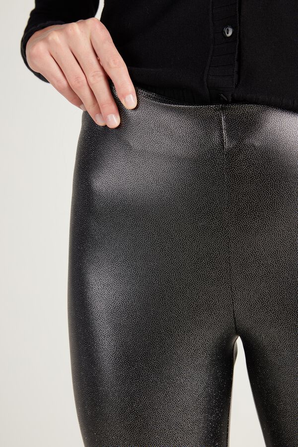 Glitter Faux Leather Thermal Leggings  