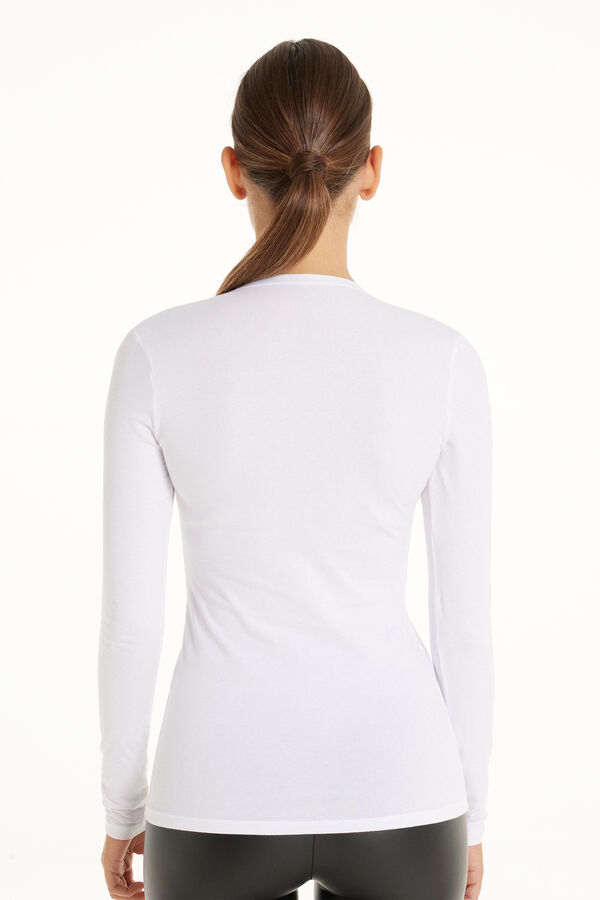 Long-Sleeve V-Neck Stretch-Cotton Top  