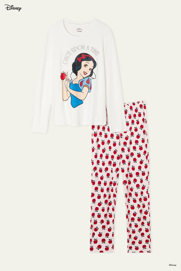 Hosszú Pamut Pizsama Nyomott Disney Hófehérke Mintával  