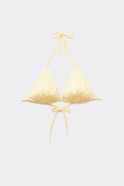 Haut de Bikini Triangle L&eacute;g&egrave;rement Rembourr&eacute; Shiny Jaune Beurre