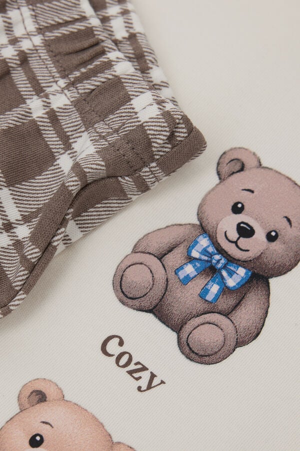 Girls&rsquo; Long Heavy Cotton Bear Print Pyjamas  