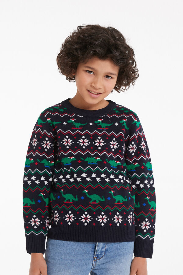 Boys’ Heavy Long-Sleeved Jersey with Christmas Print  