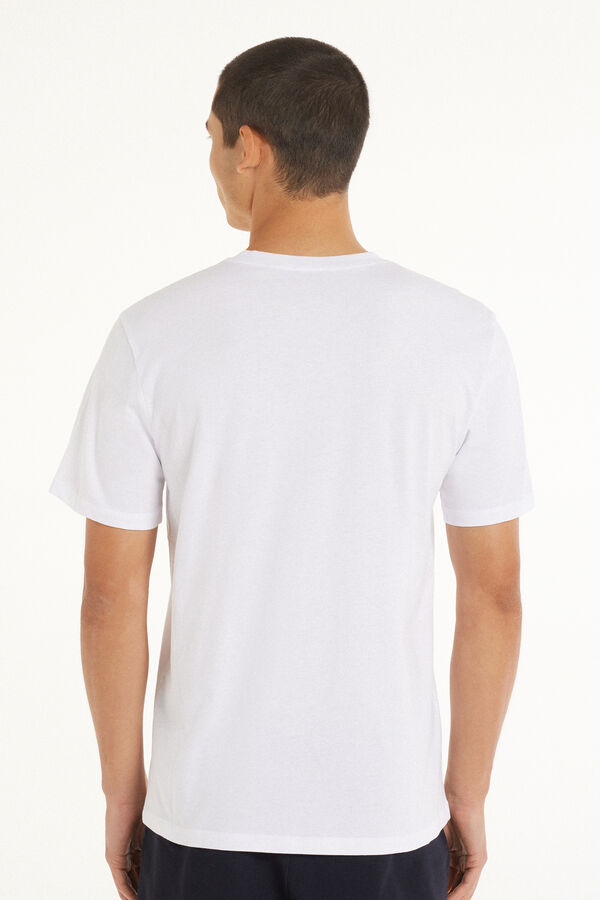 Rundhals-T-Shirt aus Baumwolle und Brusttasche  