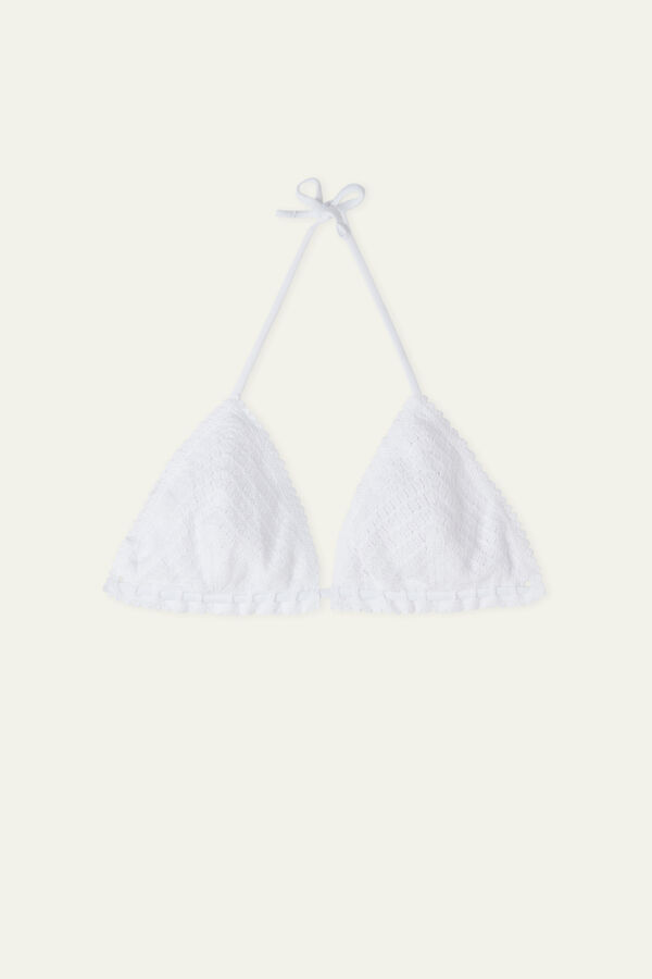White Crochet Triangle Bikini Top  
