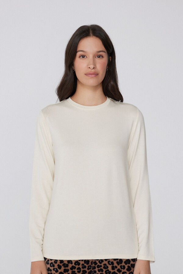 Langarm-Sweater mit Rundhalsausschnitt aus Viskose  