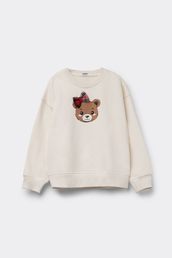 Μακρυμάνικο Φούτερ για Κορίτσια Teddy με Καρό Patch  