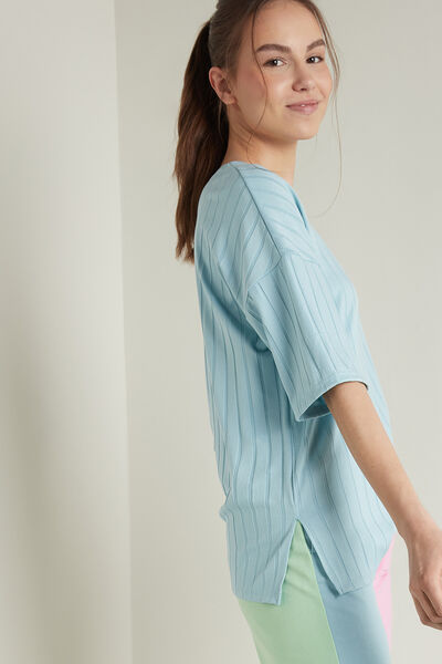 Oversized Wide Ribbed Short Sleeve Top