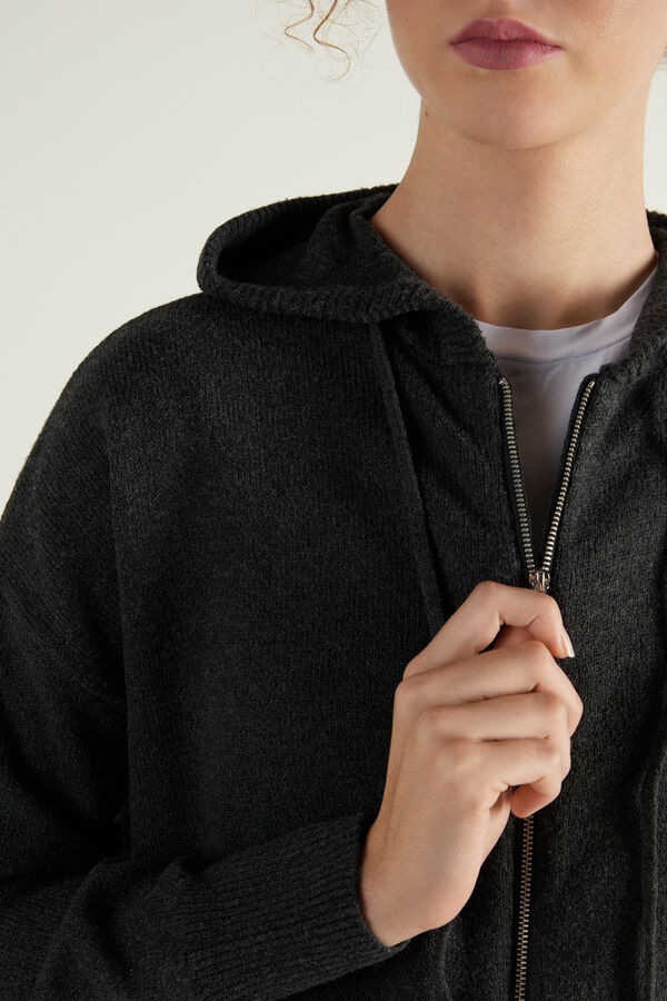 Loungewear Long Sleeve Hooded Sweatshirt with Zip in Recycled Fabric  
