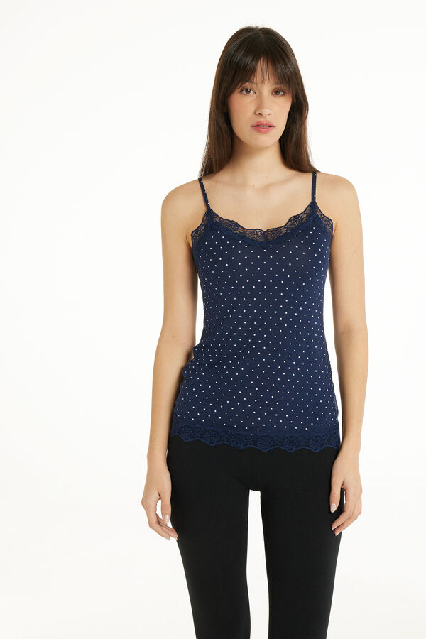 V Neck Tank Top with Lace Insert  