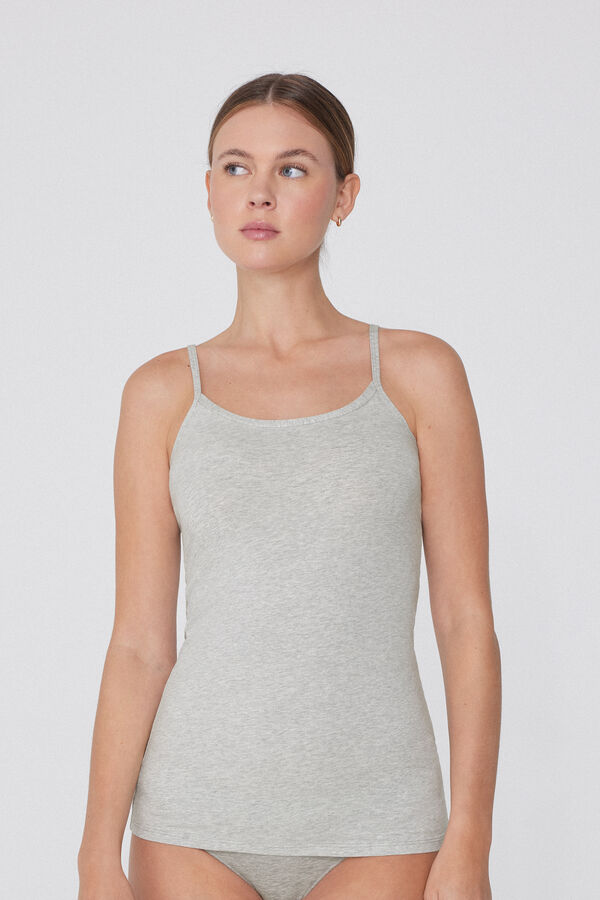 Round-Neck Stretch-Cotton Vest Top  