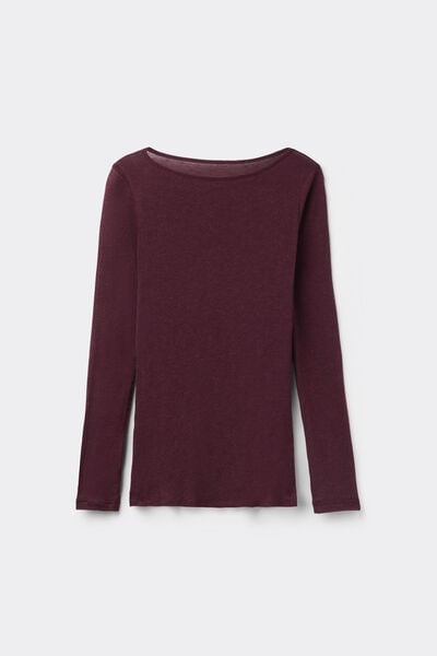 Camisola com decote em barco de l&atilde; merino