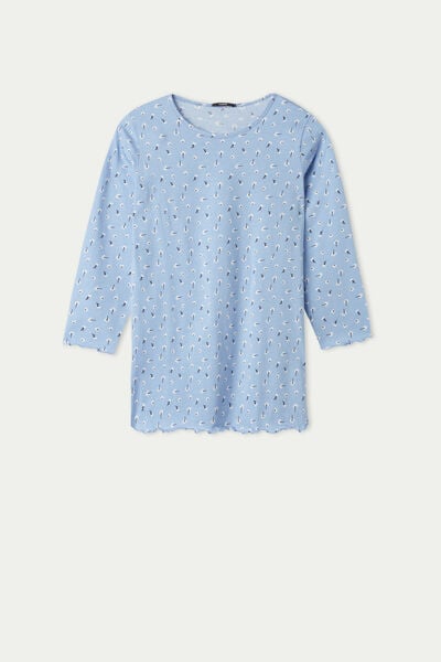 Langärmeliges Nachthemd für Mädchen aus Baumwolle mit Blümchenprint