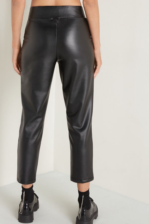 Thermal Coated-Effect Pants with Chain  