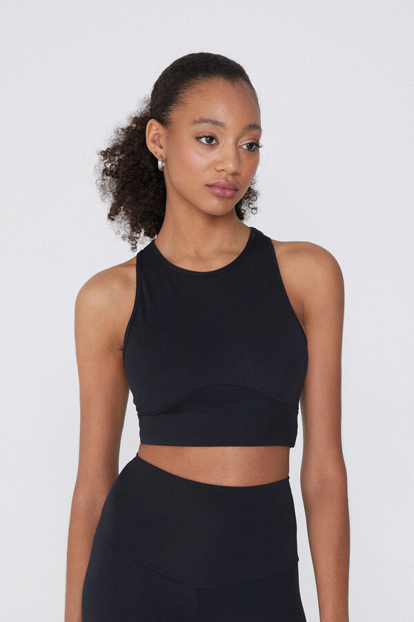 Sleeveless Microfibre Crop Top  