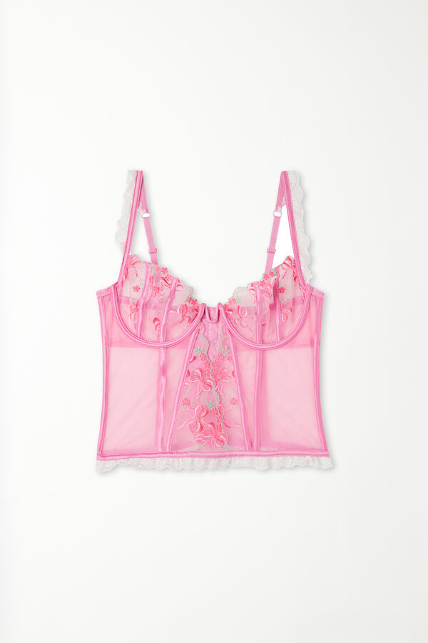 Corpete Bra Top Balconette Pink Candy Lace  
