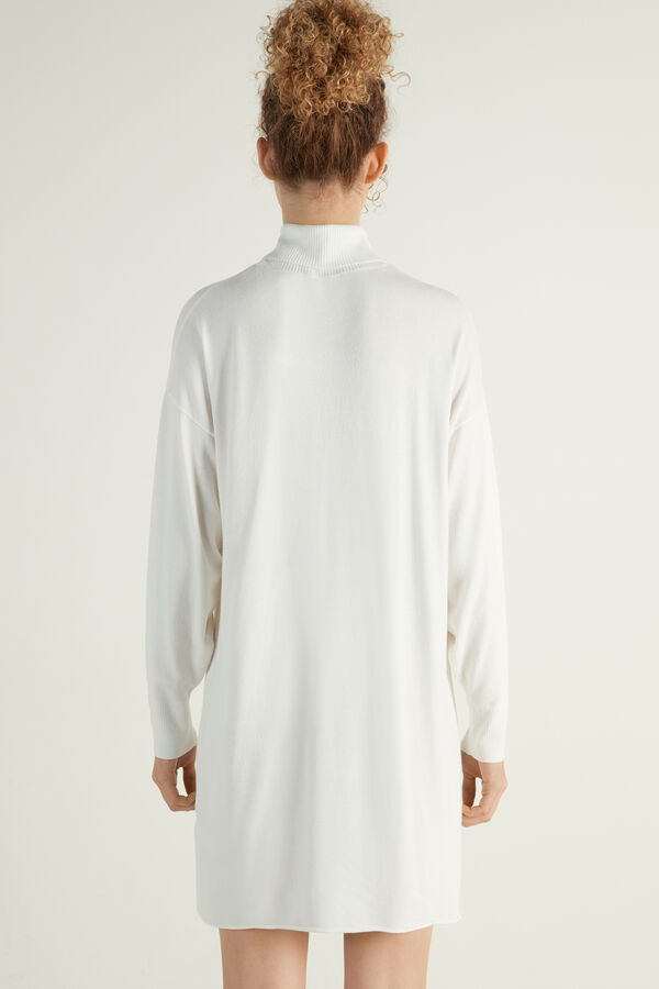 Full-Fashioned Fabric Long-Sleeve Turtleneck Dress  