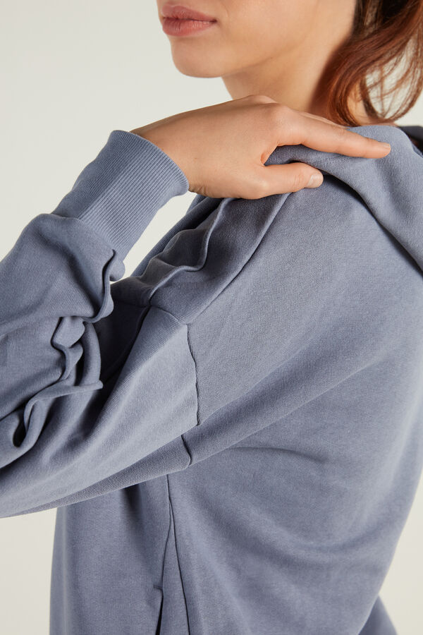 Long Sleeve Zip-Up Hooded Sweatshirt with Ribbing  