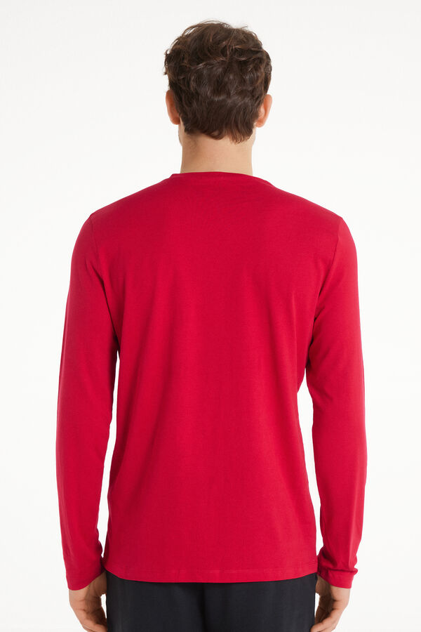Camiseta de Manga Larga de Algodón con Cuello Redondo  