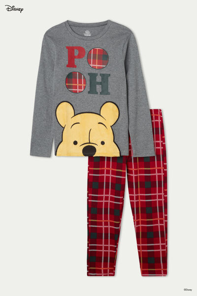 Langer Unisex-Pyjama aus schwerer Baumwolle mit Winnie Pooh Patch