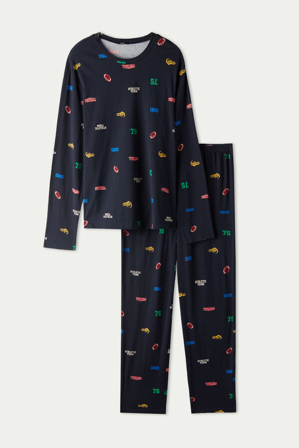 Men’s College Print Long Cotton Pyjamas  
