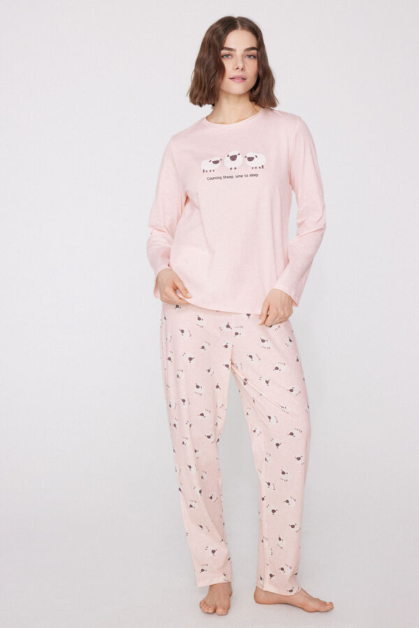 Sheep Print Long Cotton Pyjamas  