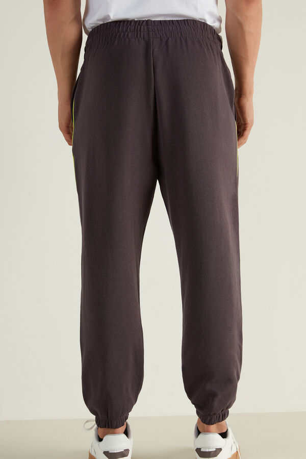 Fleece Drawstring Trousers with Piping  