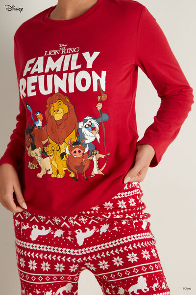 Full-Length Christmas Red Lion King Cotton Pajamas