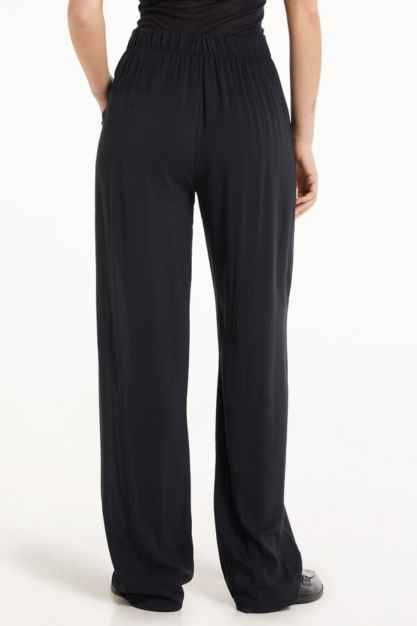 Viscose Canvas Straight-Cut Trousers  